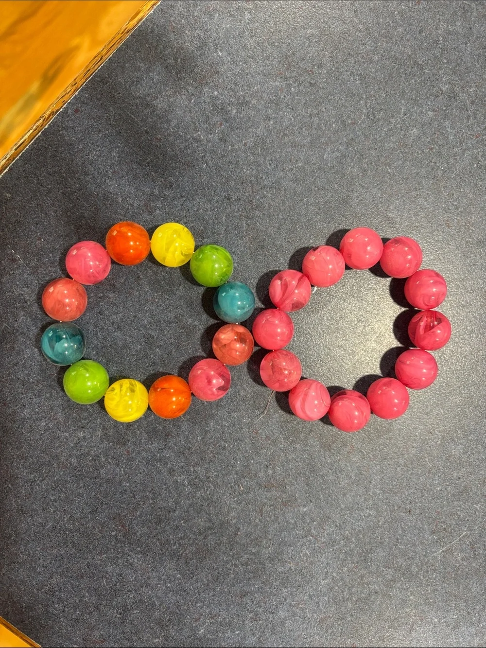 Colorful Beaded Stretch Bracelets - Pink + Rainbow